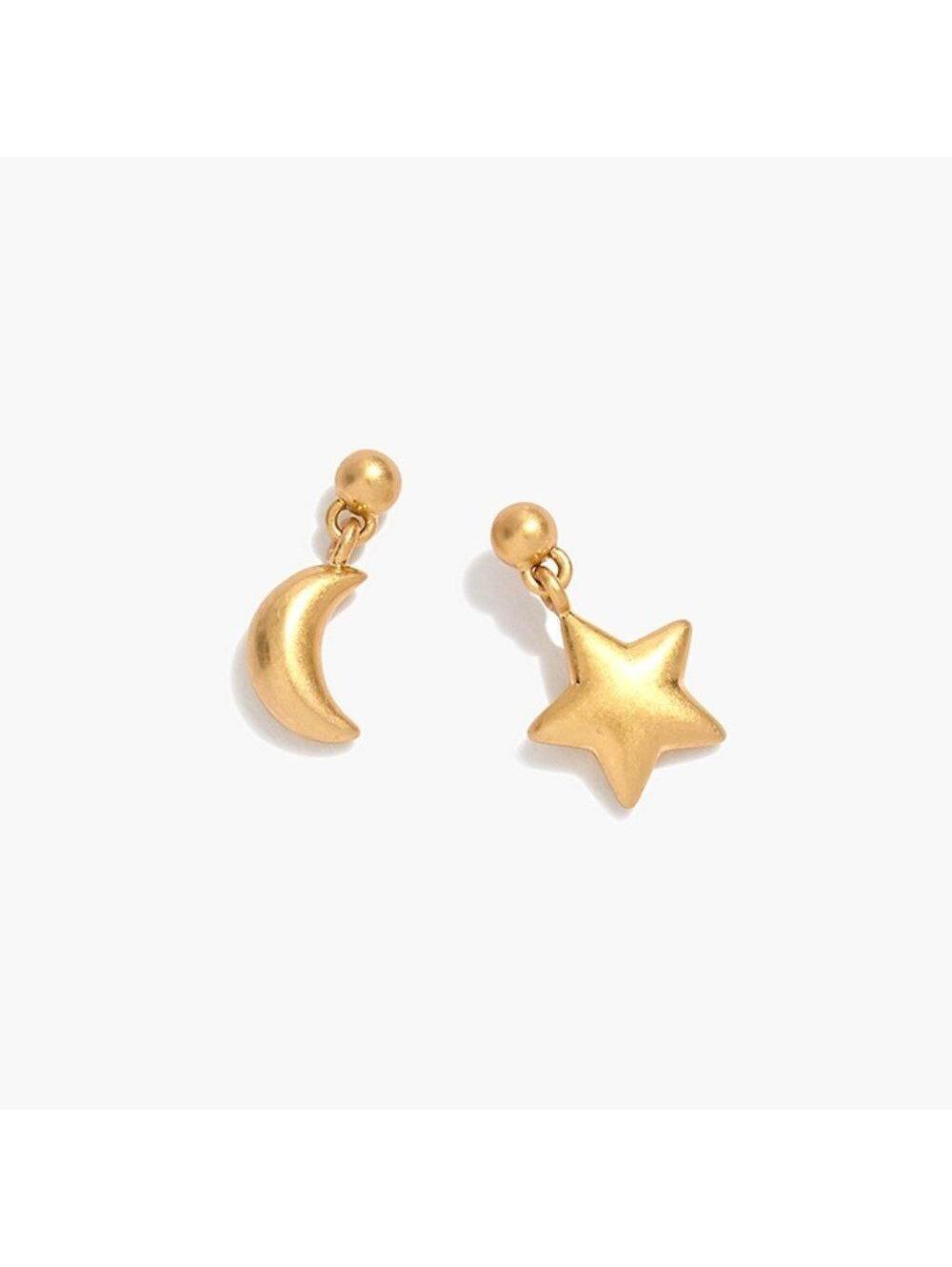 Madewell Moon and Star Puffs Drop Earrings